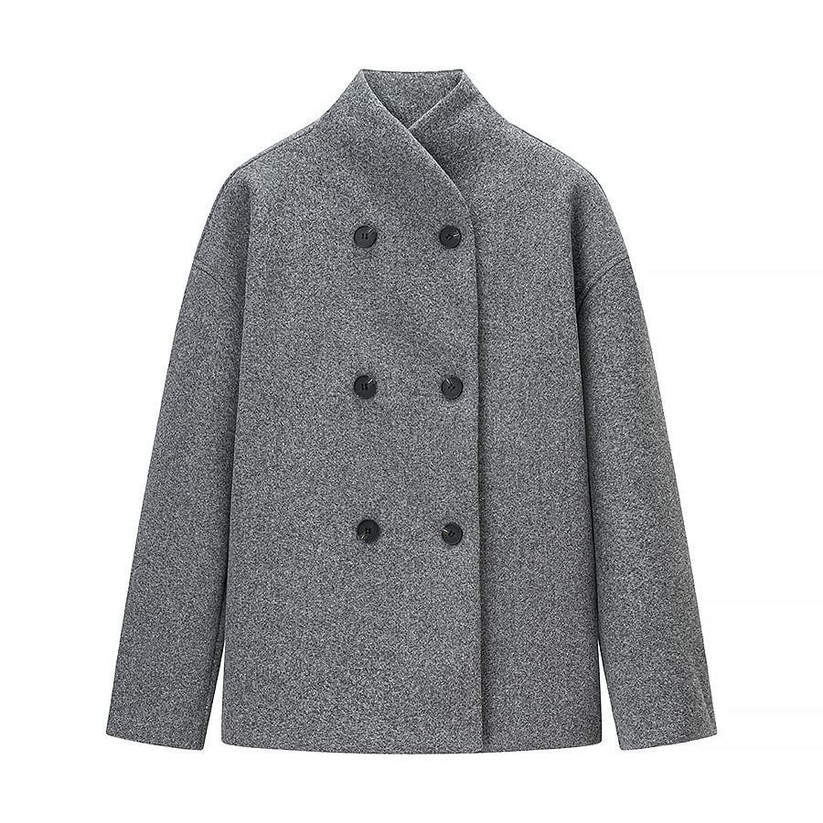 Damen Wolljacke Doppelt Geknöpft Eveloria