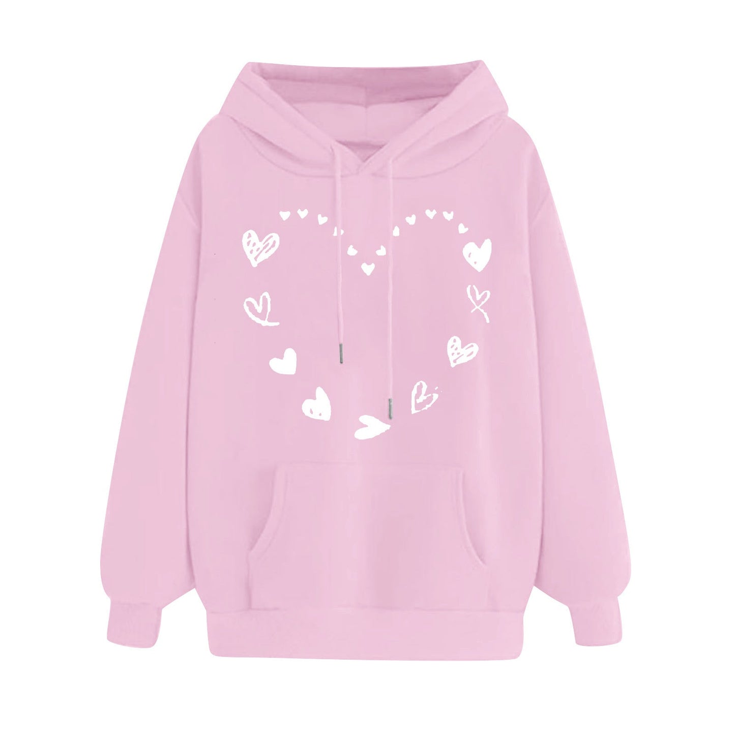 Damen Kapuzenpullover Herzmotiv Kängurutasche Bequem