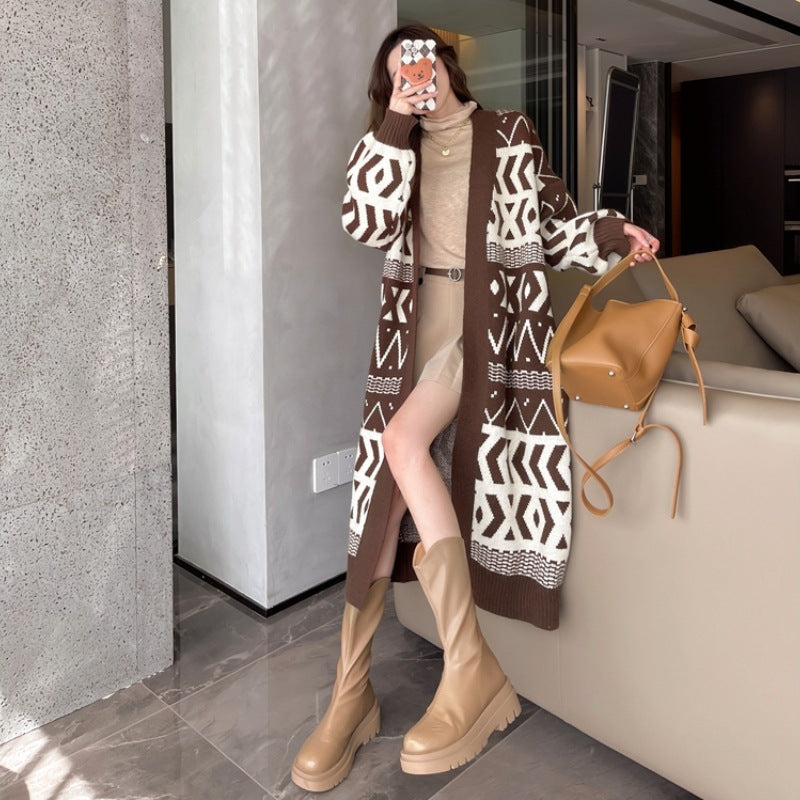 Damen Strickjacke Ethno-Style Weit Schnitt Eveloria