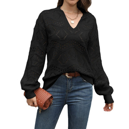 Damen Strickpullover Pikee-Muster Luftig Eveloria