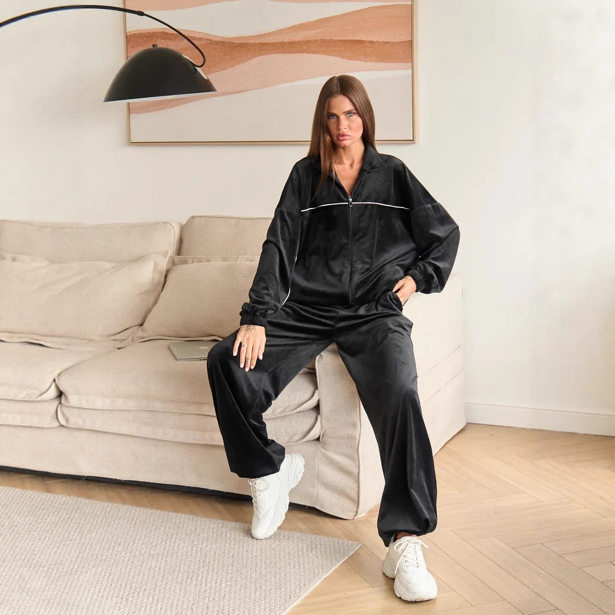 Damen Fleecejacke mit hohem Kragen und weiten Ärmeln Eveloria