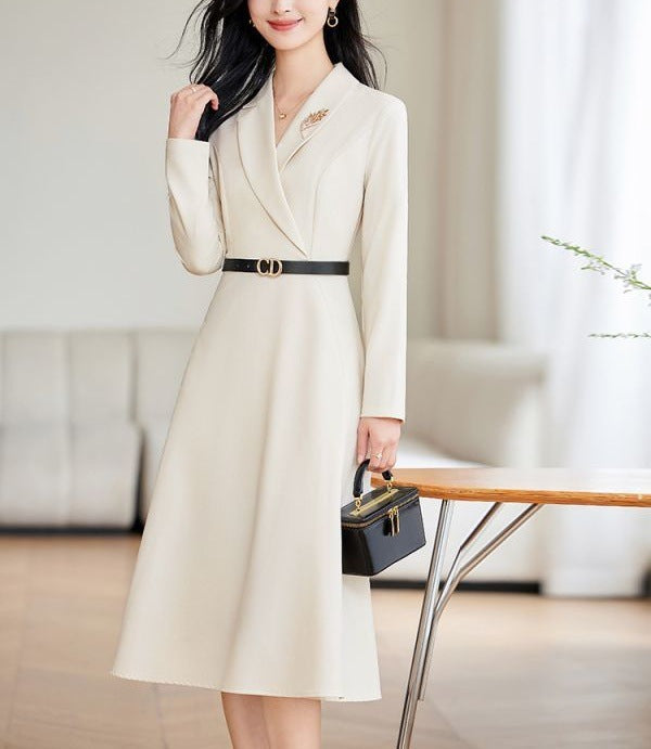 Damen Wickelkleid mit Reverskragen und Taillengürtel Eveloria