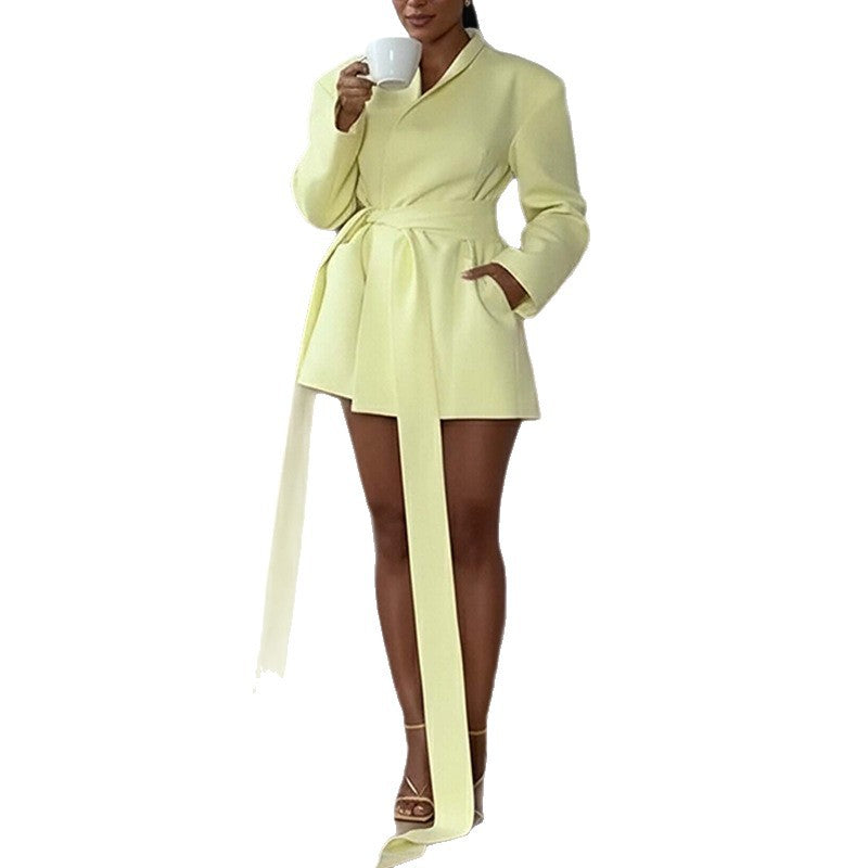 Damen Sommerjacke mit Bindegürtel und Taschen Eveloria