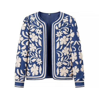 Damen Blumenjacke Elegant Schnitt Eveloria