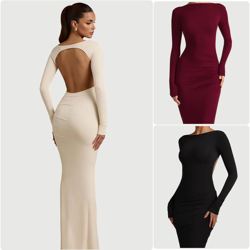 Eveloria Damen Abendkleid Figurbetont Langer Ärmel - Eveloria