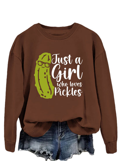 Damen Sweatshirt mit Gurkenmotiv und Lässigem Schnitt