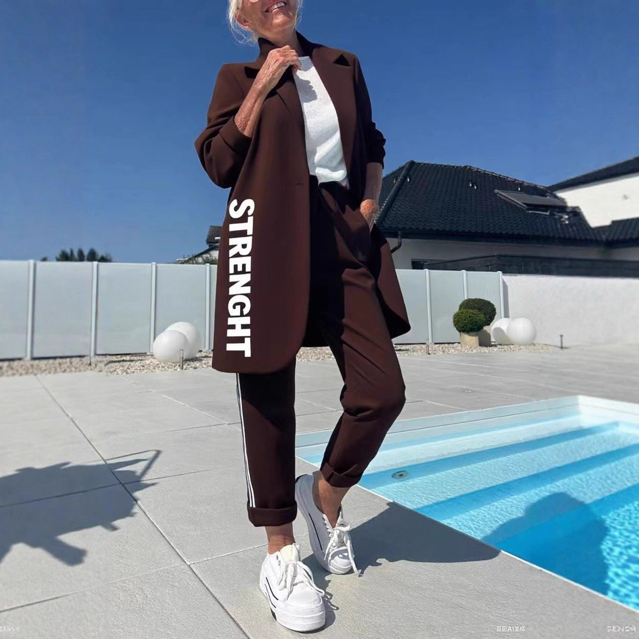Damen Trenchcoat mit Streifen Weiß