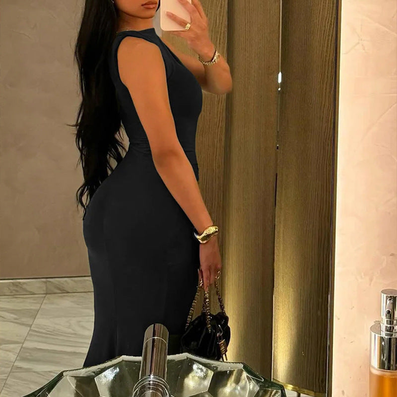 Damen Maxikleid Körperbetonter Schnitt Elegante Drapierung Eveloria