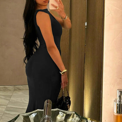 Damen Maxikleid Körperbetonter Schnitt Elegante Drapierung Eveloria