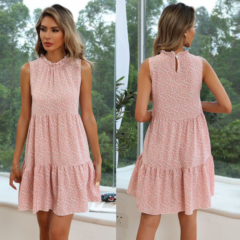 Damen Sommerkleid Rüschendetails Voluminöser Rock