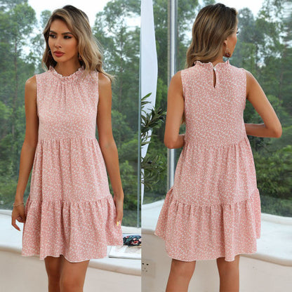 Damen Sommerkleid Rüschendetails Voluminöser Rock