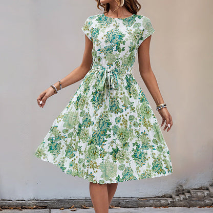 Damen Midikleid Asymmetrisch Dekorativer Bindegürtel Eveloria