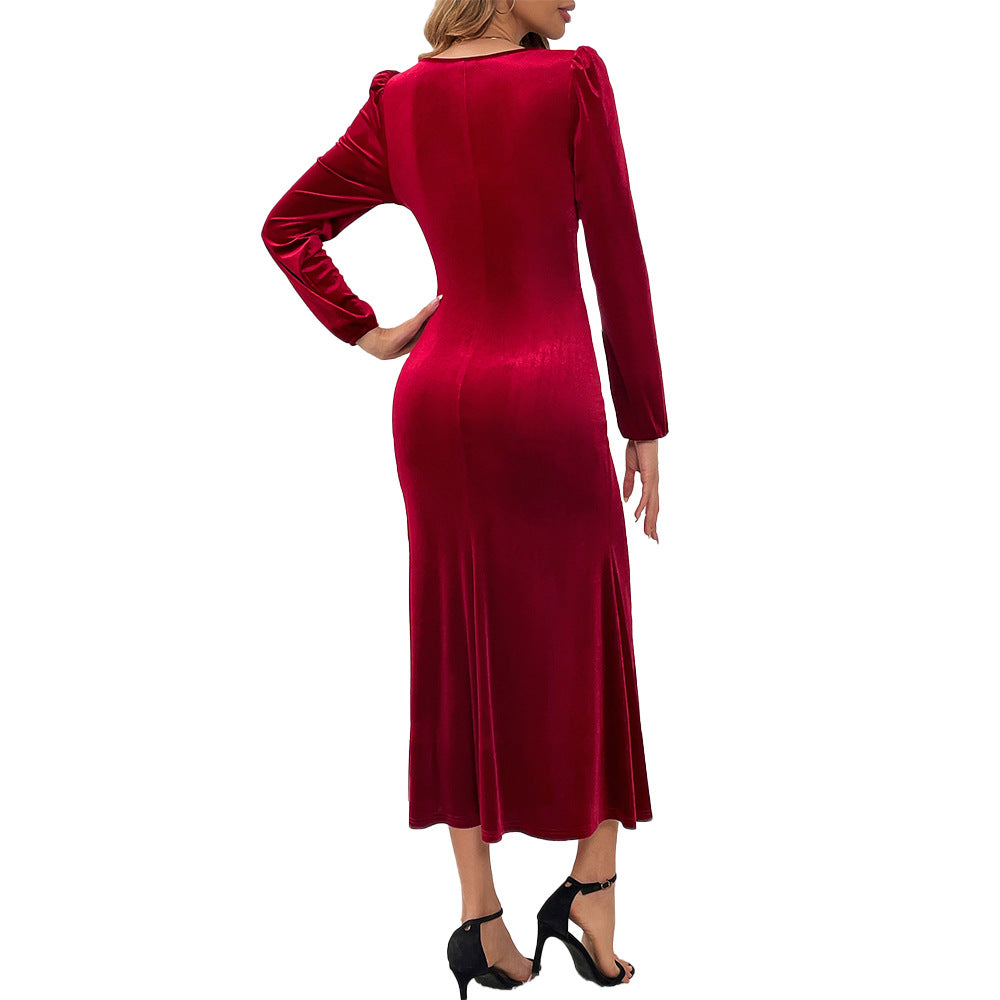 Eveloria Damen Midikleid Samt Herzförmiger Ausschnitt