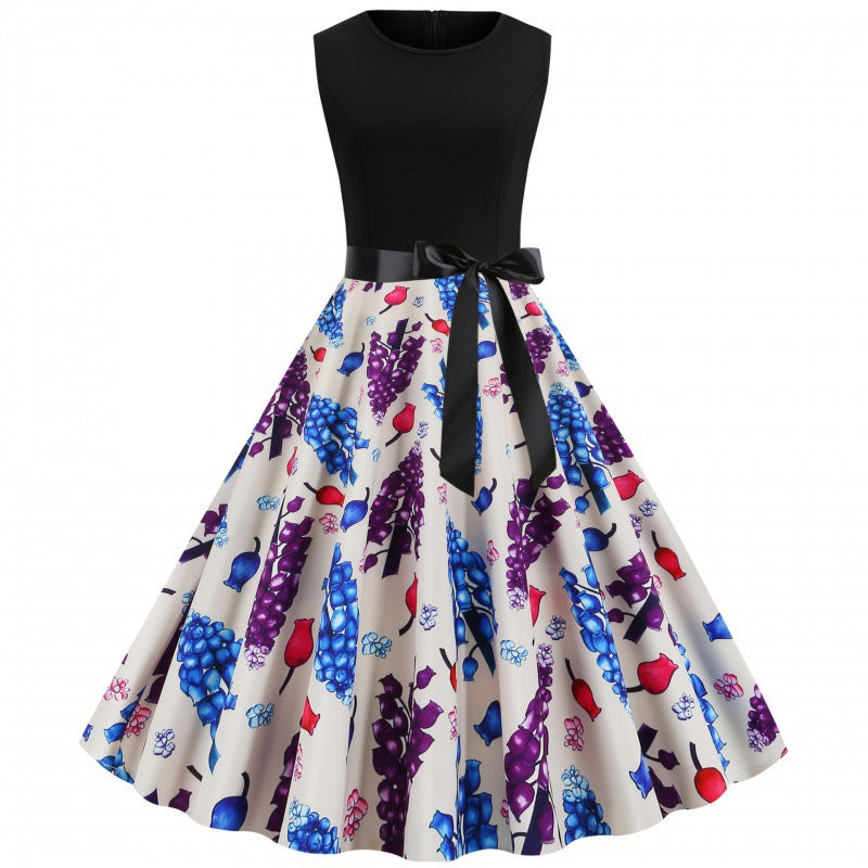 Damen Swingkleid Floralmuster Taillengürtel