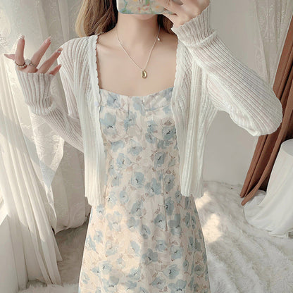 Damen Sommerkleid Langarm Floralmuster Eveloria