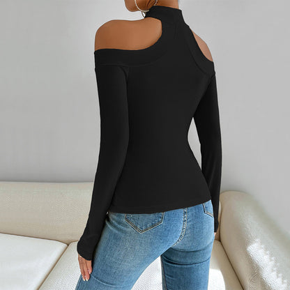 Damen Langarmshirt Off-Shoulder mit Knoten-Design Eveloria