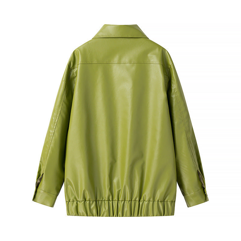 Damen Kunstlederjacke Lässig Mit Taschen Eveloria