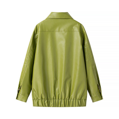 Damen Kunstlederjacke Lässig Mit Taschen Eveloria