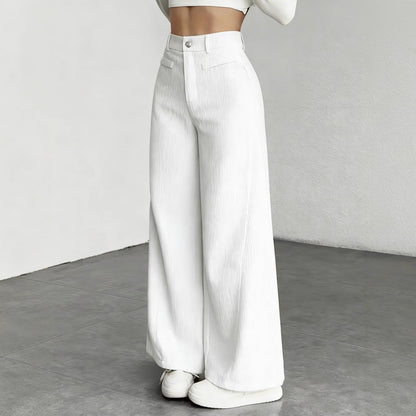 Damen Cordhose Weite Passform Hoher Bund Langer Schnitt