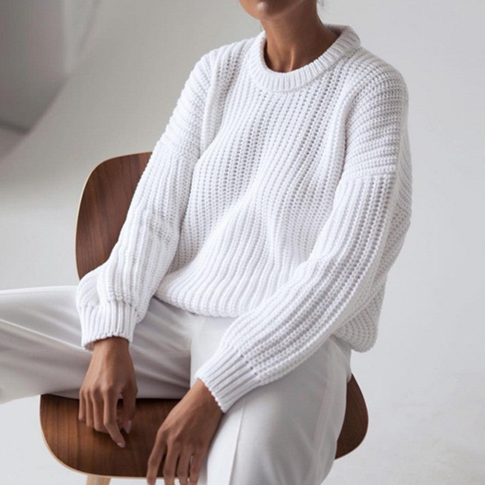 Damen Strickpullover Rippmuster Modern Lässig Eveloria