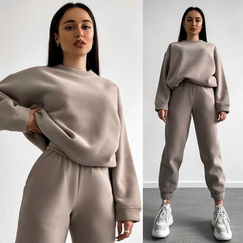 Damen Sweat-Anzug Komfortschnitt Bequem Eveloria