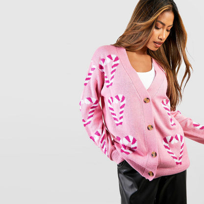 Damen Cardigan mit Zuckerstangen-Muster