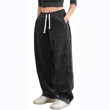 Damen Cordhose Weite Passform Elastischer Bund Eveloria