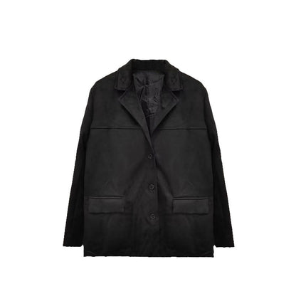 Damen Wildlederjacke Klassischer Schnitt 2 Taschen Eveloria