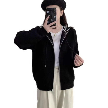 Damen Kapuzenjacke Querstreifen Eveloria