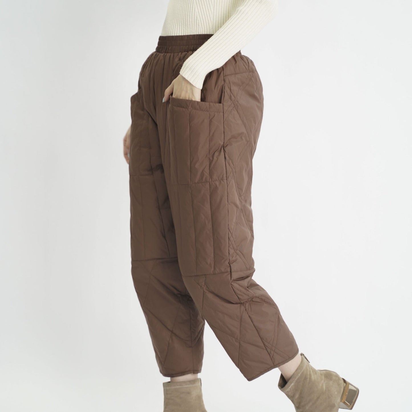 Gefütterte Damen Hose Elastikbund Taschen