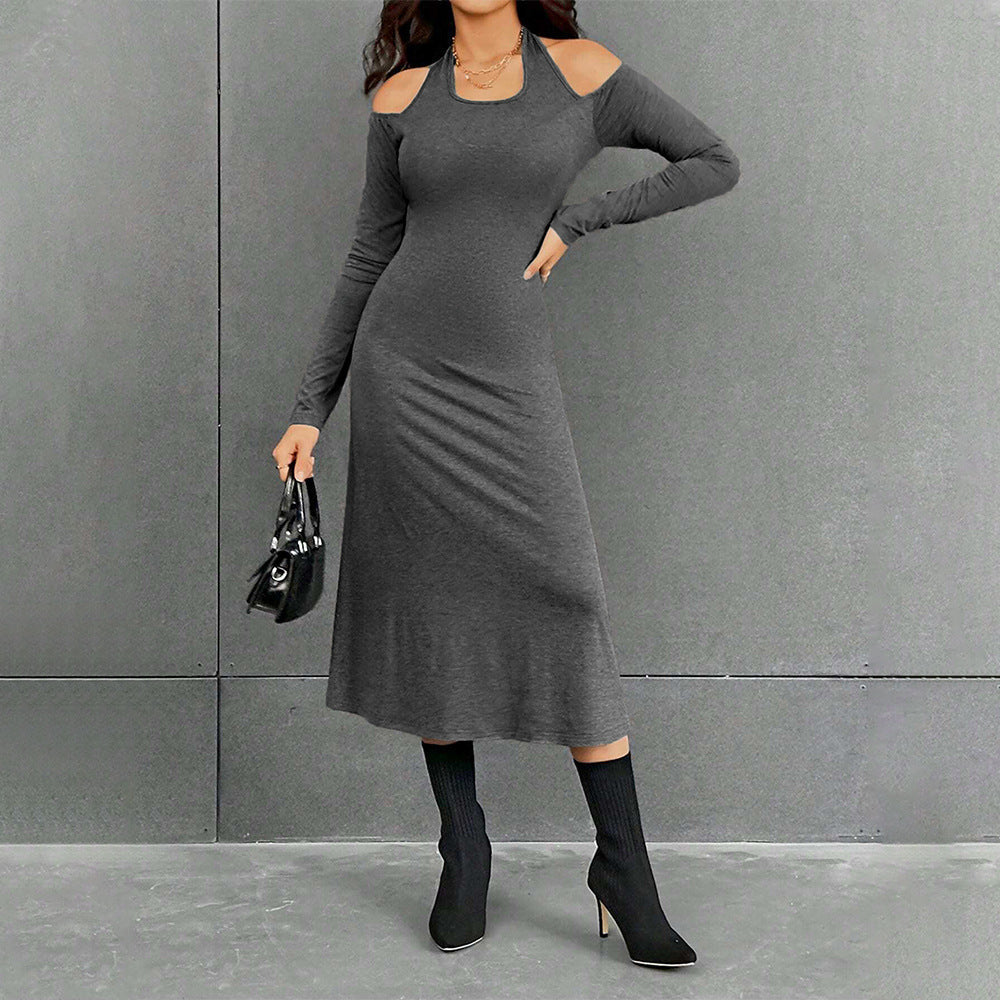 Damen Maxikleid Elegantes Cut-Out-Design Schwarz - Eveloria