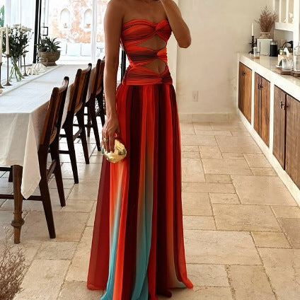 Damen Maxikleid Cut-Out mit fließendem Rock