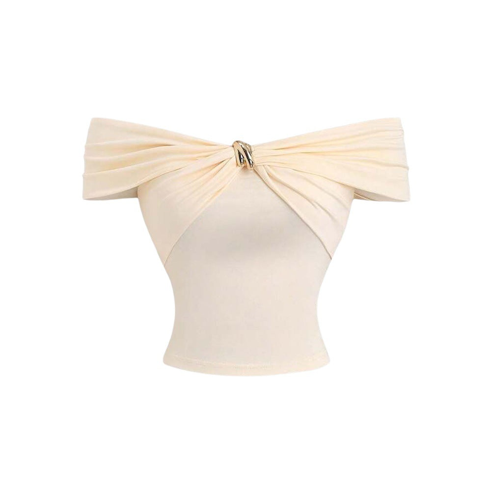Damen Off-Shoulder- Doppel-Drapierung Eleganter Verschluss