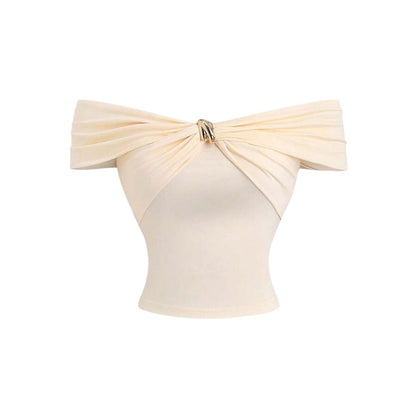 Damen Off-Shoulder- Doppel-Drapierung Eleganter Verschluss