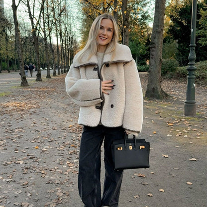 Damen Teddyjacke Kuschelig Velours