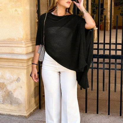 Damen Poncho-Bluse Elegantes Design