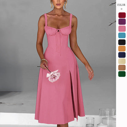 Damen Midi-Kleid V-Ausschnitt Taillenbetonung Eveloria - Eveloria