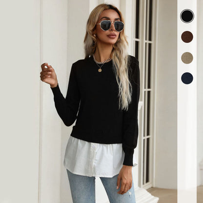Damen Strickpullover mit Bluse Lässig Eveloria - Eveloria