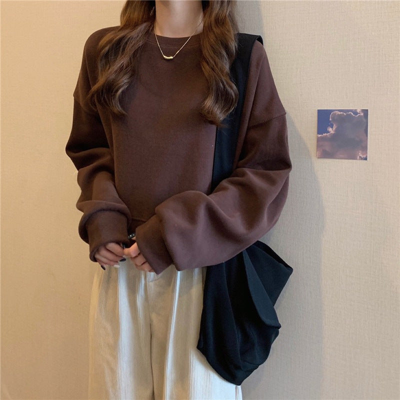 Damen Oversized Sweatshirt Weich Komfortkragen