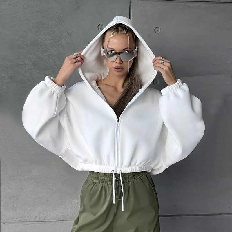 Damen Hoodie Reißverschluss Kordelzug Eveloria