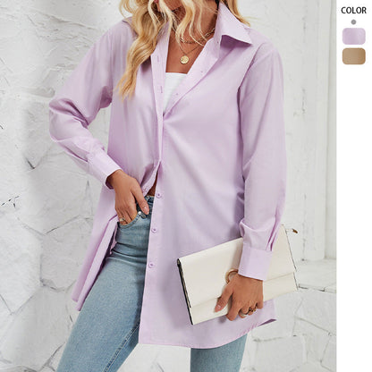 Damen Blusenhemd Langarm Elegant Moderner Schnitt Weiß Eveloria - Eveloria