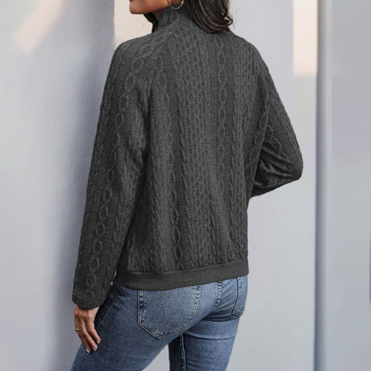 Damen Pullover Hochkragen Strukturiert Eveloria