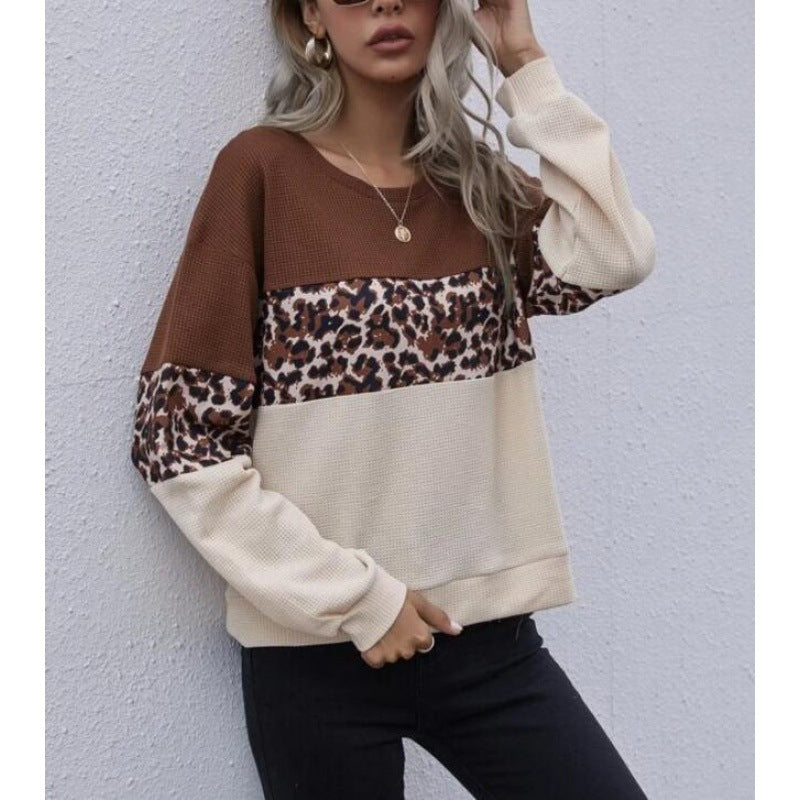 Damen Pullover Leopardenmuster Strukturiert Grau