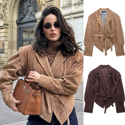 Damen Blazerjacke Tailliert Strukturierte Schultern Eveloria