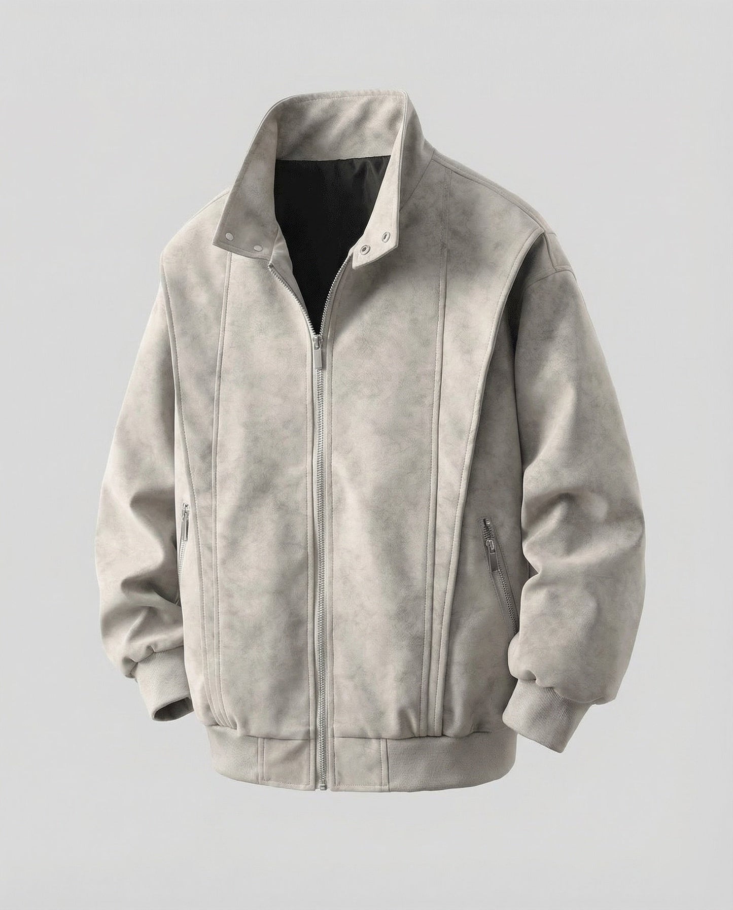 Herren Veloursjacke Kurz Stehkragen