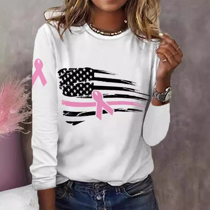 Damen T-Shirt Flaggen-Schleifen-Design Baumwolle Weiß