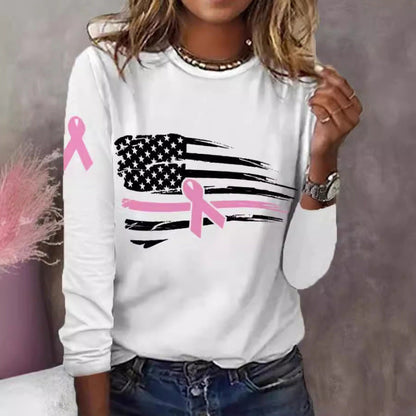 Damen T-Shirt Flaggen-Schleifen-Design Baumwolle Weiß