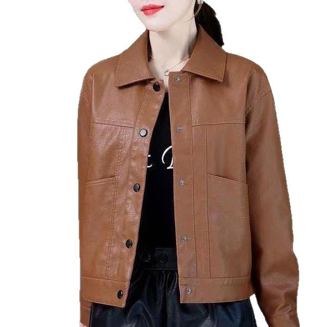 Damen Lederjacke Biker-Stil Eveloria