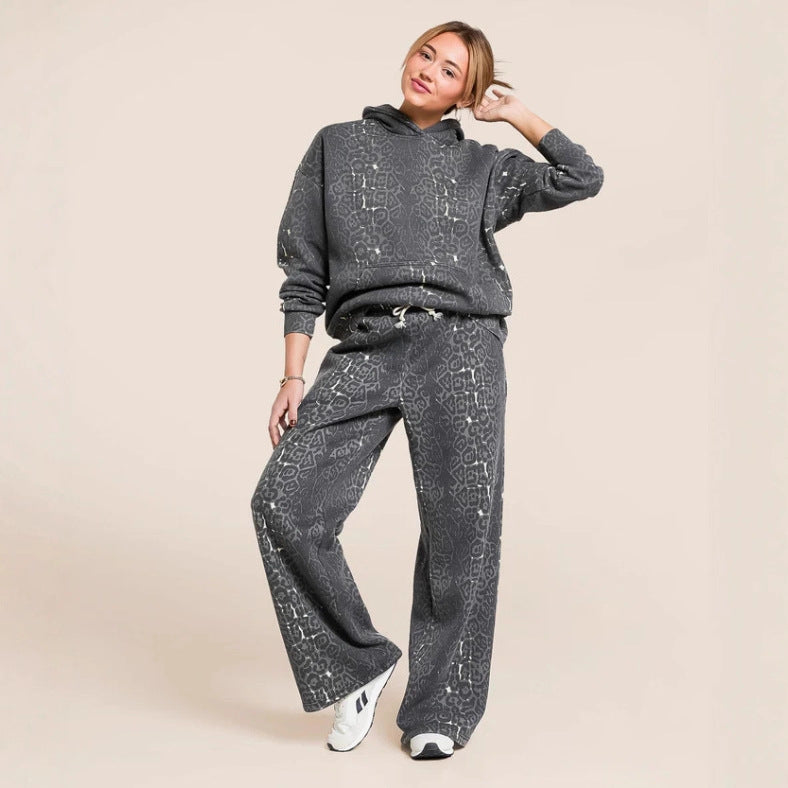 Damen Hoodie Jogginghose Set Baumwolle Bequem Grau - Eveloria