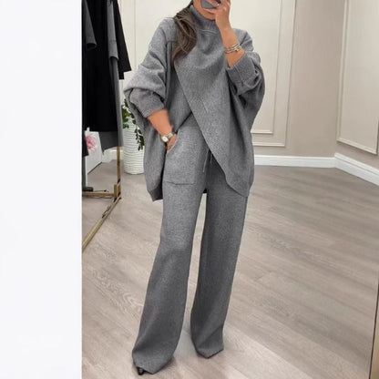 Damen Strickpullover Ensemble mit weiter Hose Eveloria